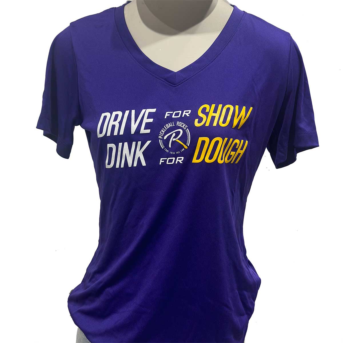 Drive For Show, Dink for Dough - Ladies Purple Dri Fit VNeck Shirt